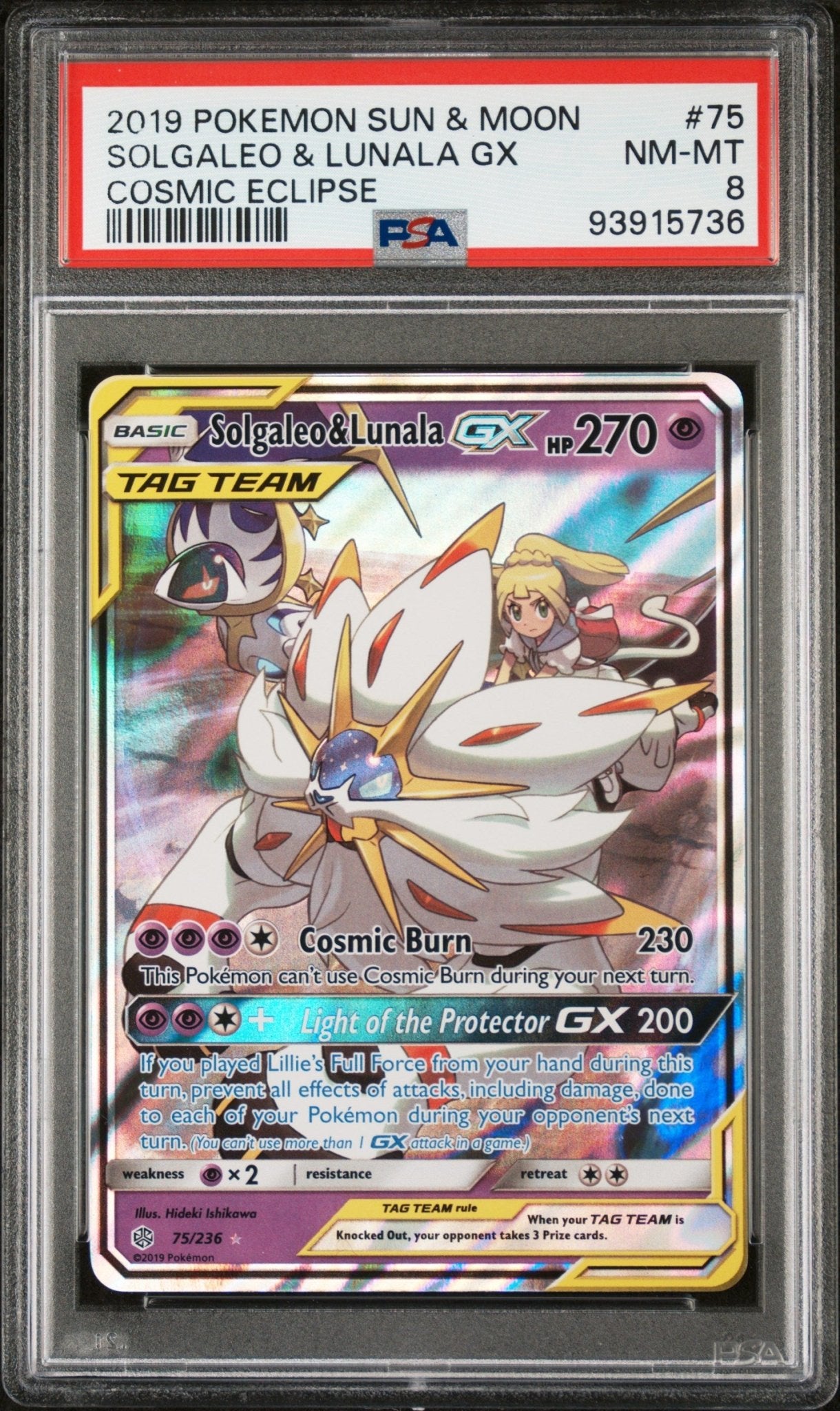 2019 Pokemon Sun and Moon Cosmic Eclipse Solgaleo & Lunala Gx #75 - PSA Graded - Mr.Ru's TCG