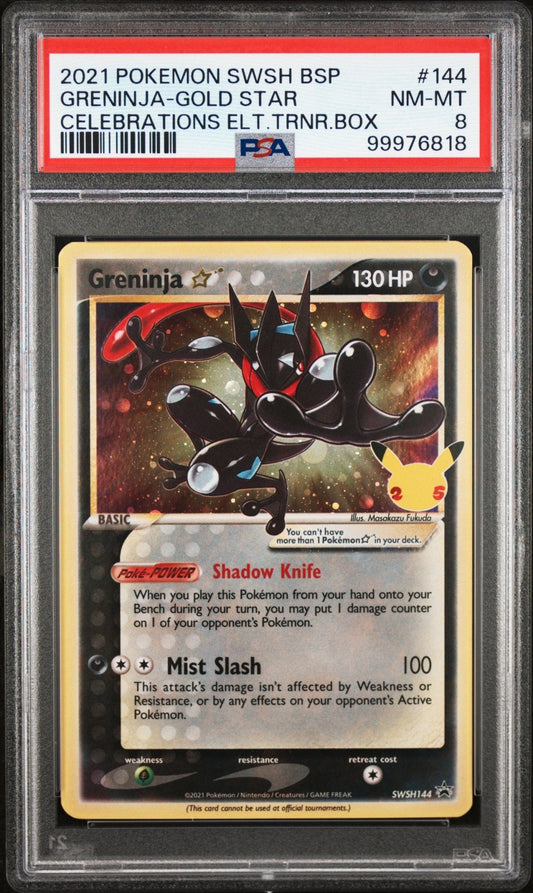 2021 Pokemon Swsh Black Star Promo Greninja - Gold Star Celebrations PSA - NM - MT 8 - Mr.Ru's TCG