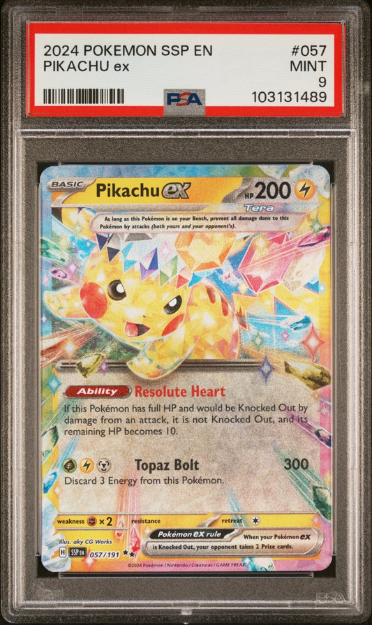 2024 Pokemon Surging Sparks Pikachu Ex PSA Grade - 9 - Mr.Ru's TCG