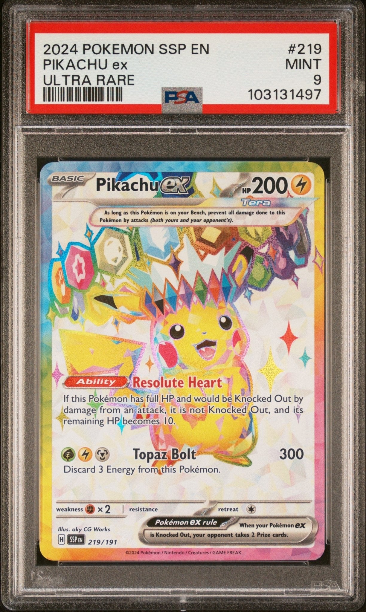 2024 Pokemon Surging Sparks Pikachu Ex Ultra Rare PSA Grade - 9 - Mr.Ru's TCG