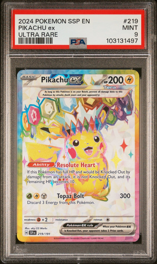 2024 Pokemon Surging Sparks Pikachu Ex Ultra Rare PSA Grade - 9 - Mr.Ru's TCG