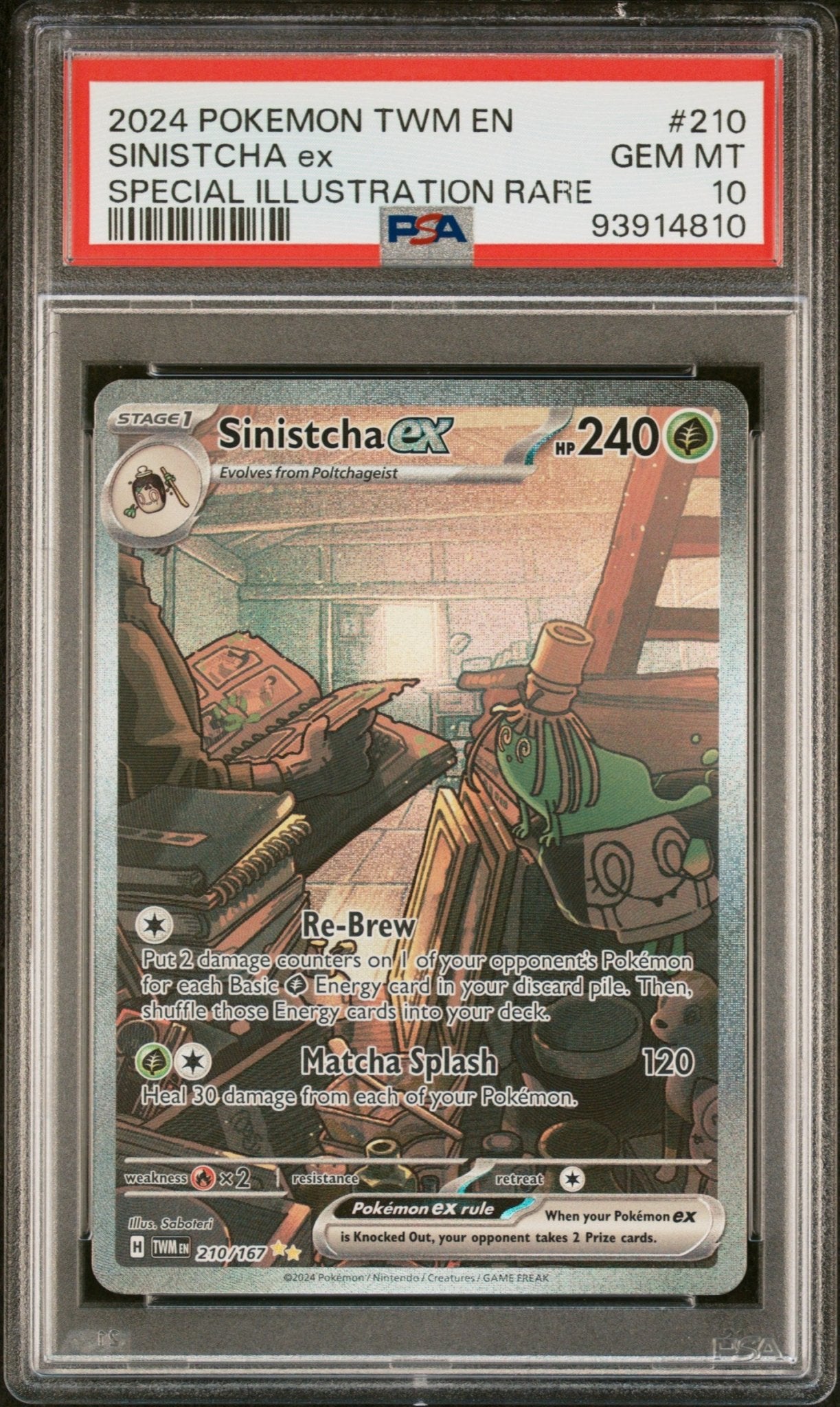 sinistcha pokemon card 2024 Pokemon Twilight Masquerade Illustration Rare Sinistcha Ex #210