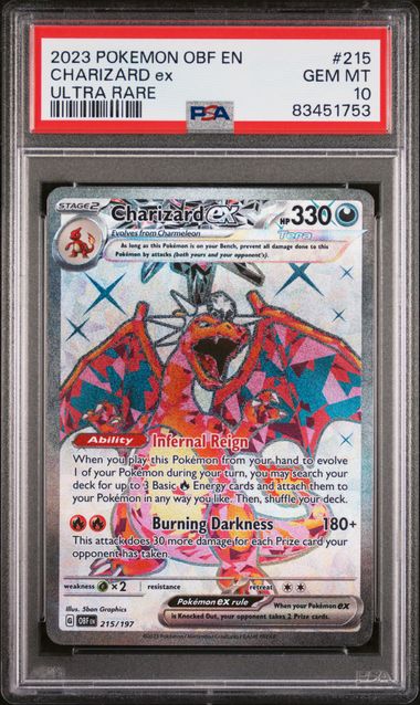 English Pokemon Charizard EX 215 Scarlet & Violet - Obsidian Flames - PSA Graded English Pokemon Charizard EX 215 Scarlet & Violet - Obsidian Flames - PSA Graded