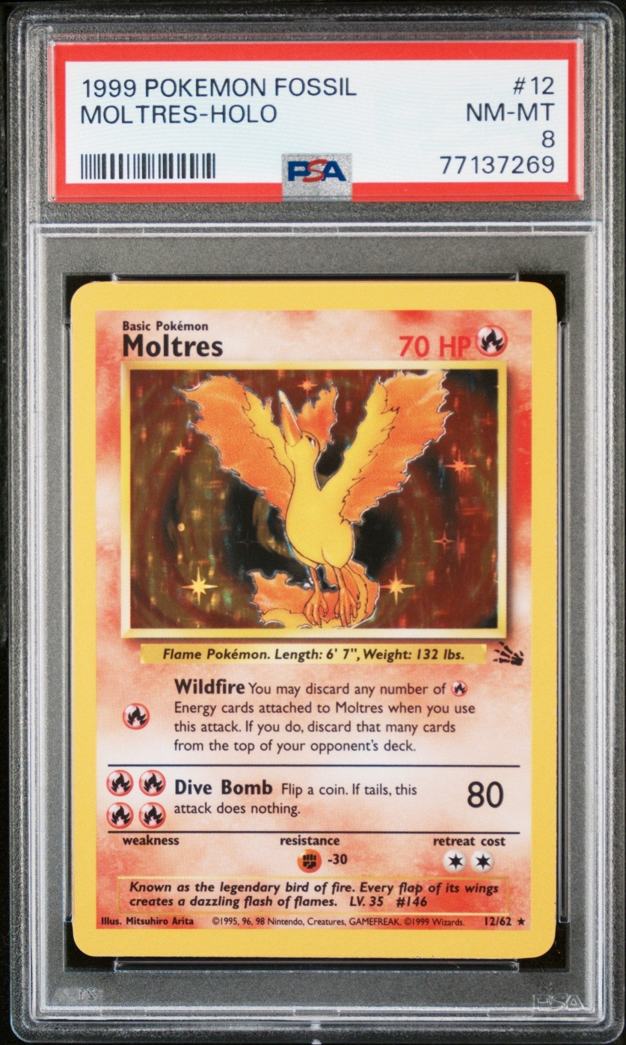 1999 Pokemon Fossil Holo Moltres #12 - PSA Graded - Mr.Ru's TCG