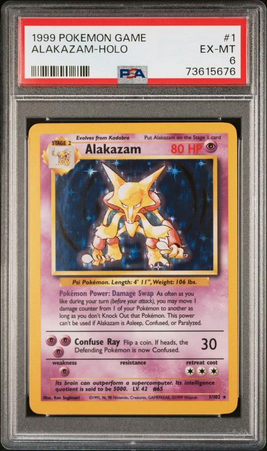 1999 Pokemon Game Alakazam - Holo PSA - EX - MT 6 - Mr.Ru's TCG