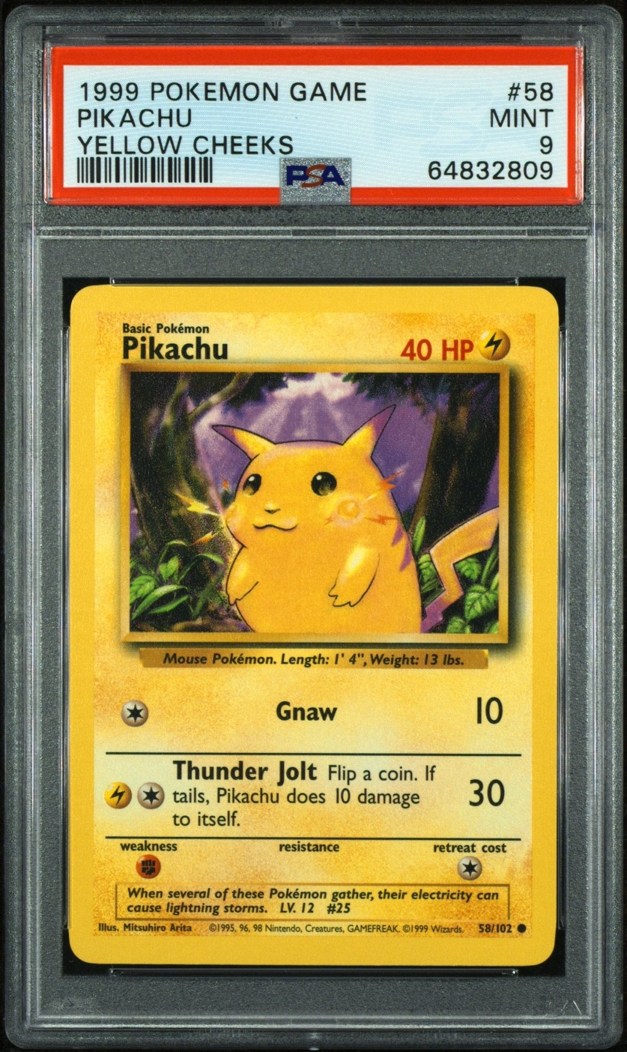 1999 Pokemon Game Pikachu Yellow Cheeks PSA Grade - MINT 9 - Mr.Ru's TCG