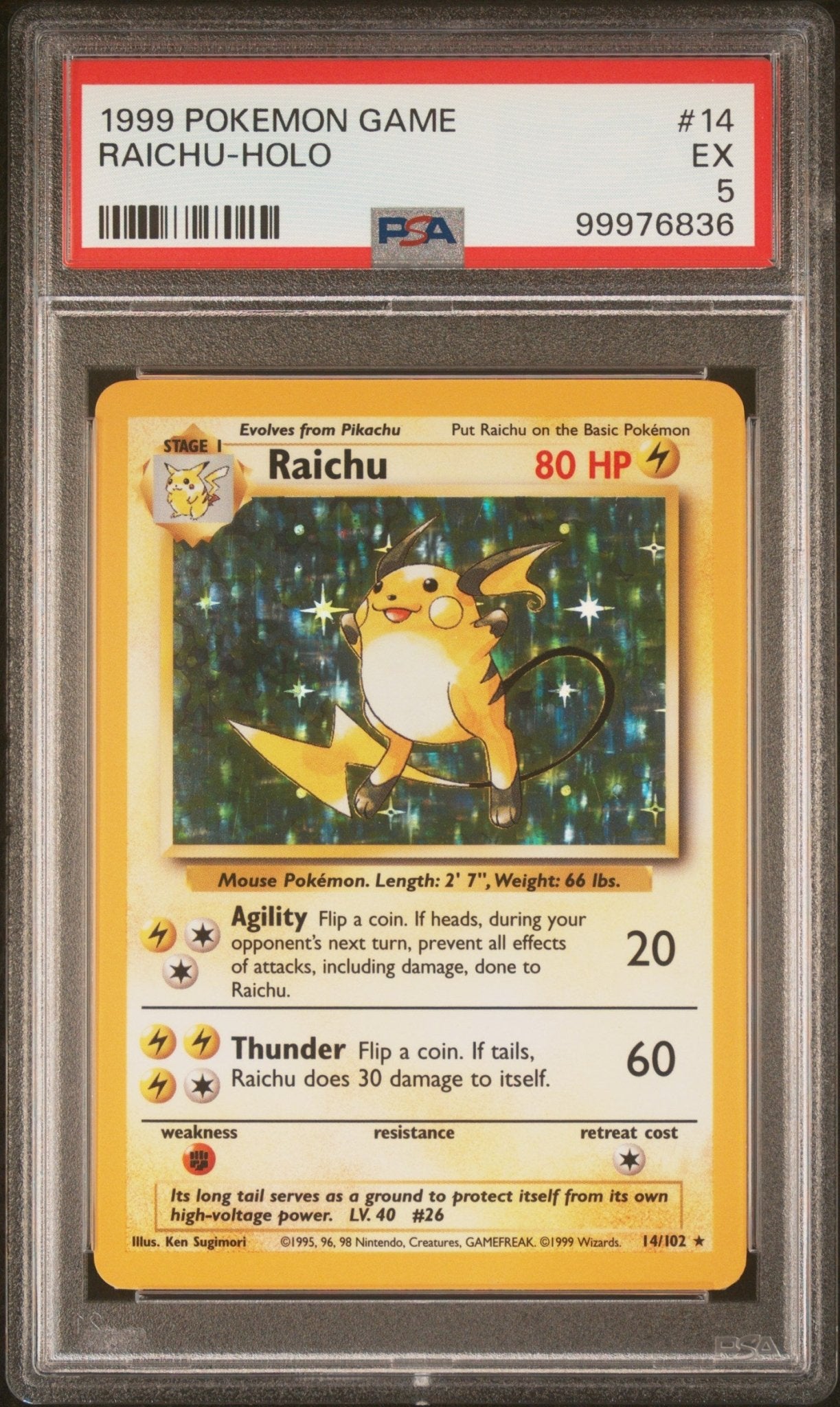 1999 Pokemon Game Raichu - Holo PSA - EX 5 - Mr.Ru's TCG