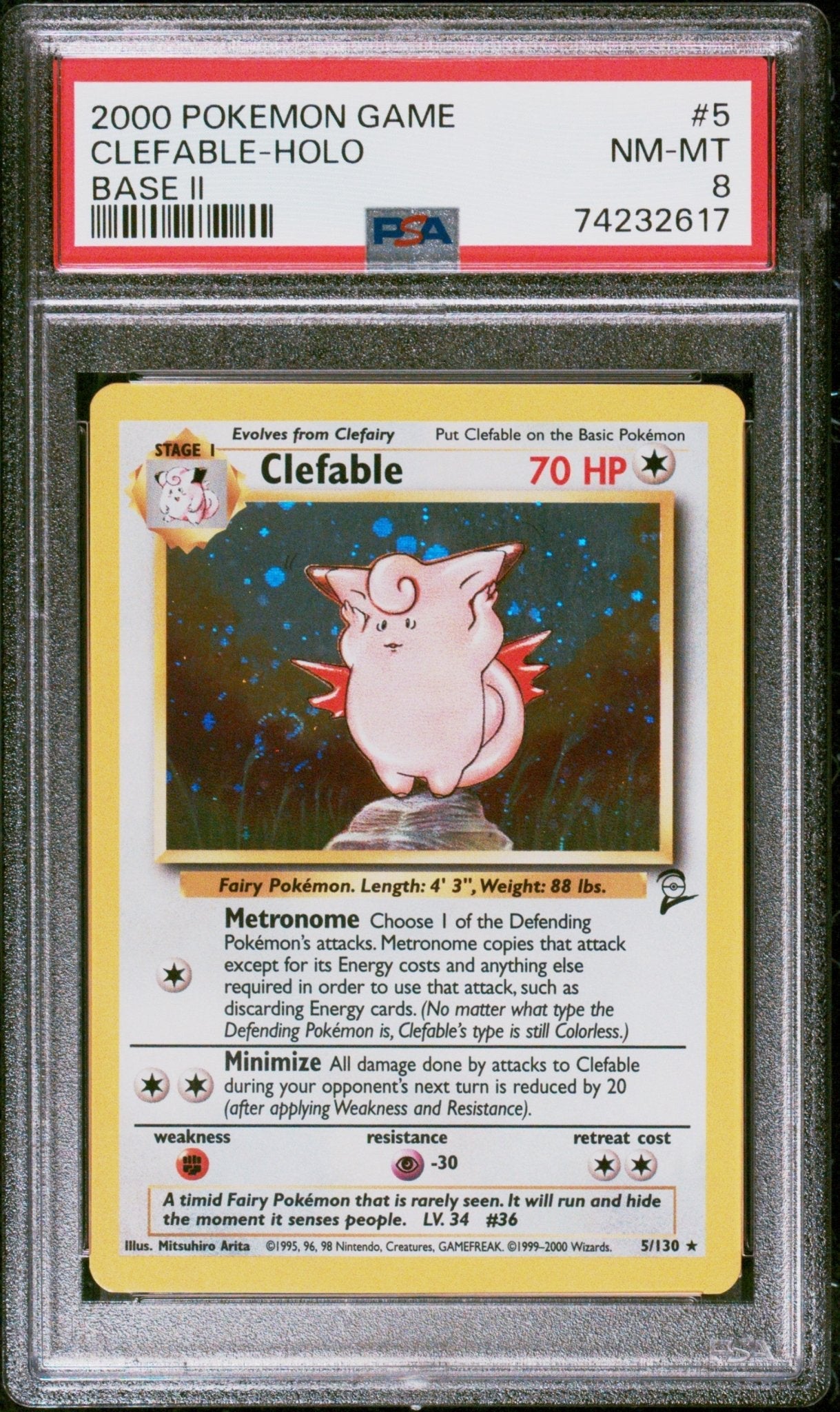 2000 Pokemon Base Set 2 Holo Clefable Clefable #5 - PSA Graded - Mr.Ru's TCG