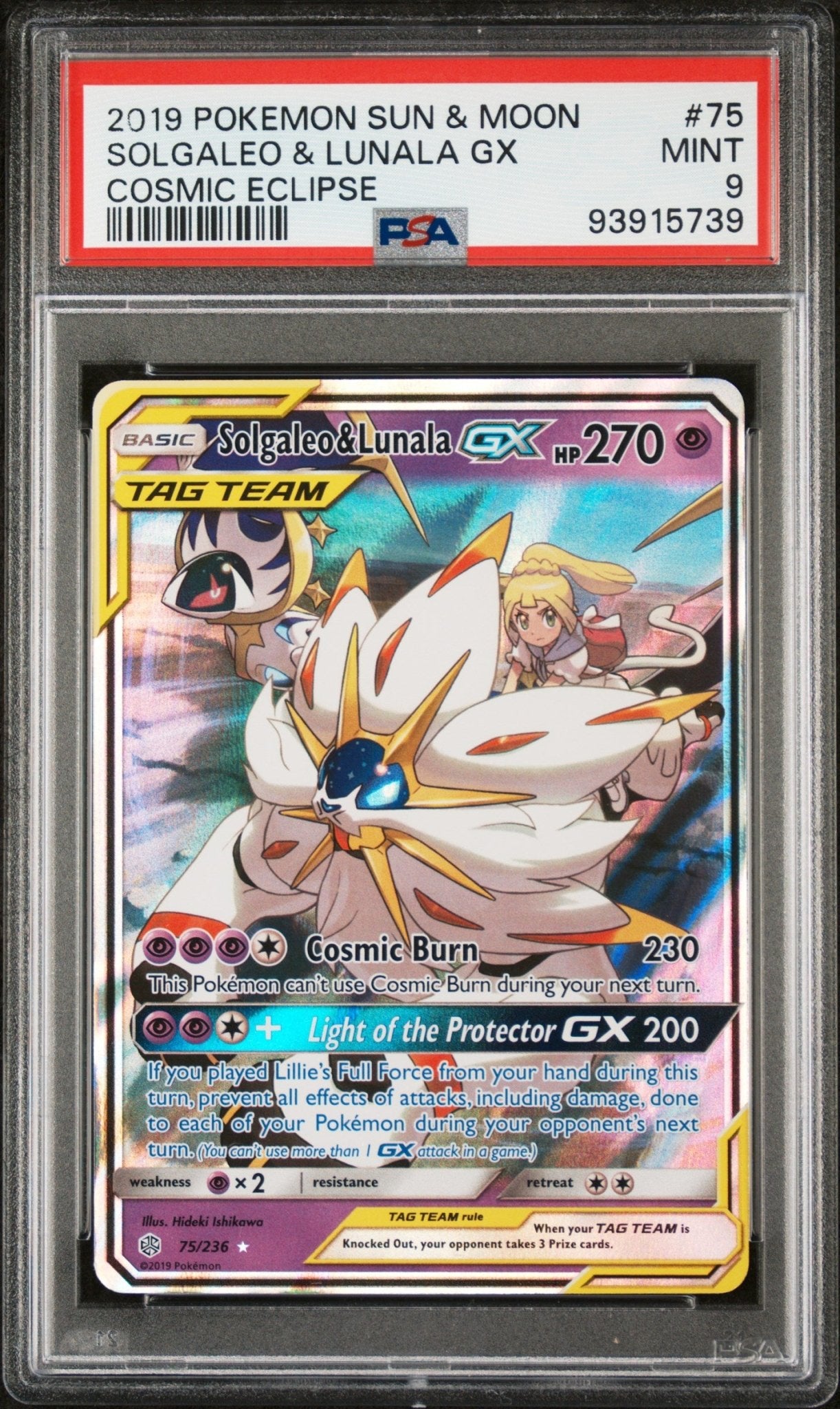 2019 Pokemon Sun and Moon Cosmic Eclipse Solgaleo & Lunala Gx #75 - PSA Graded - Mr.Ru's TCG