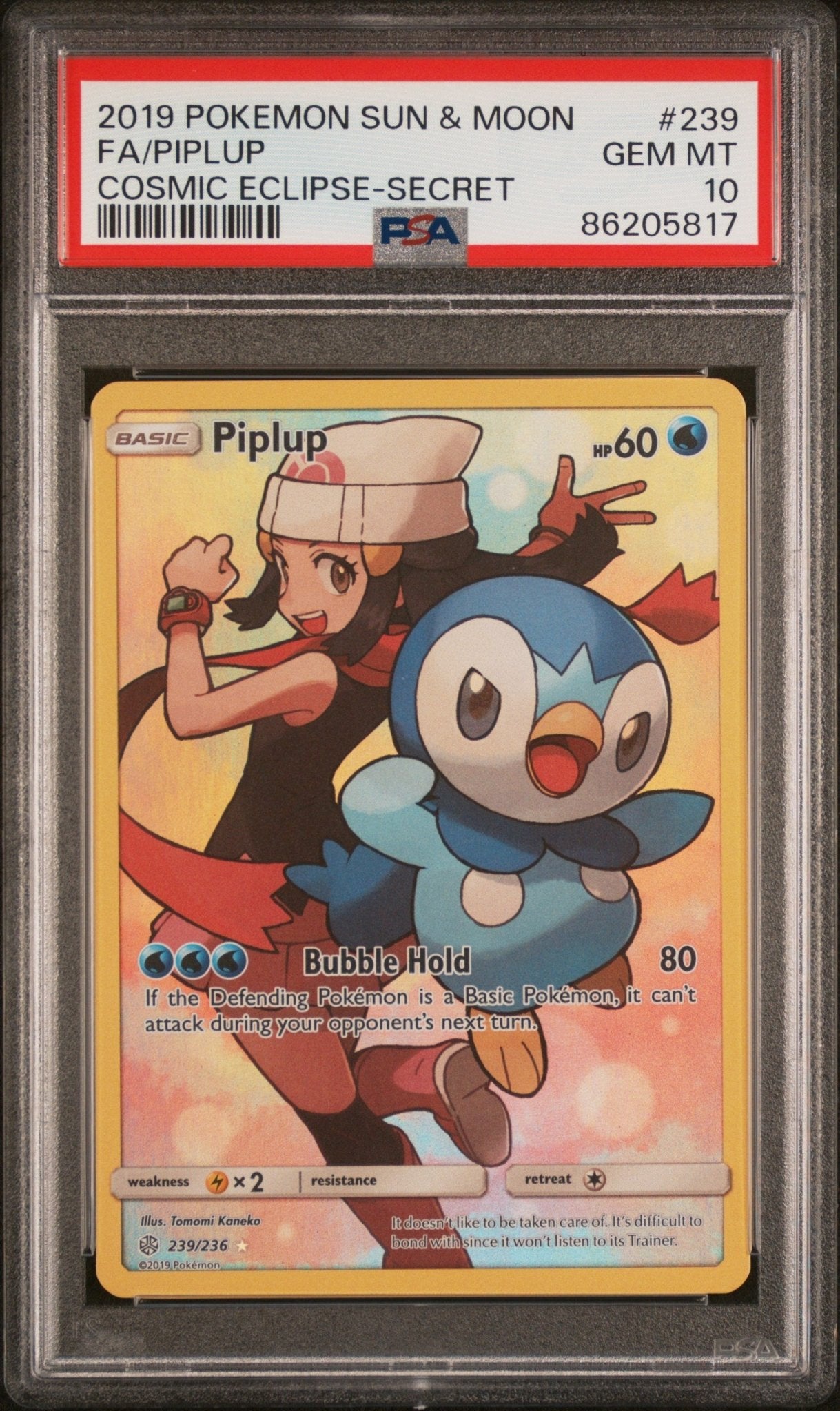 2019 Pokemon Sun & Moon Cosmic Eclipse Piplup Secret PSA - GEM MT 10 - Mr.Ru's TCG