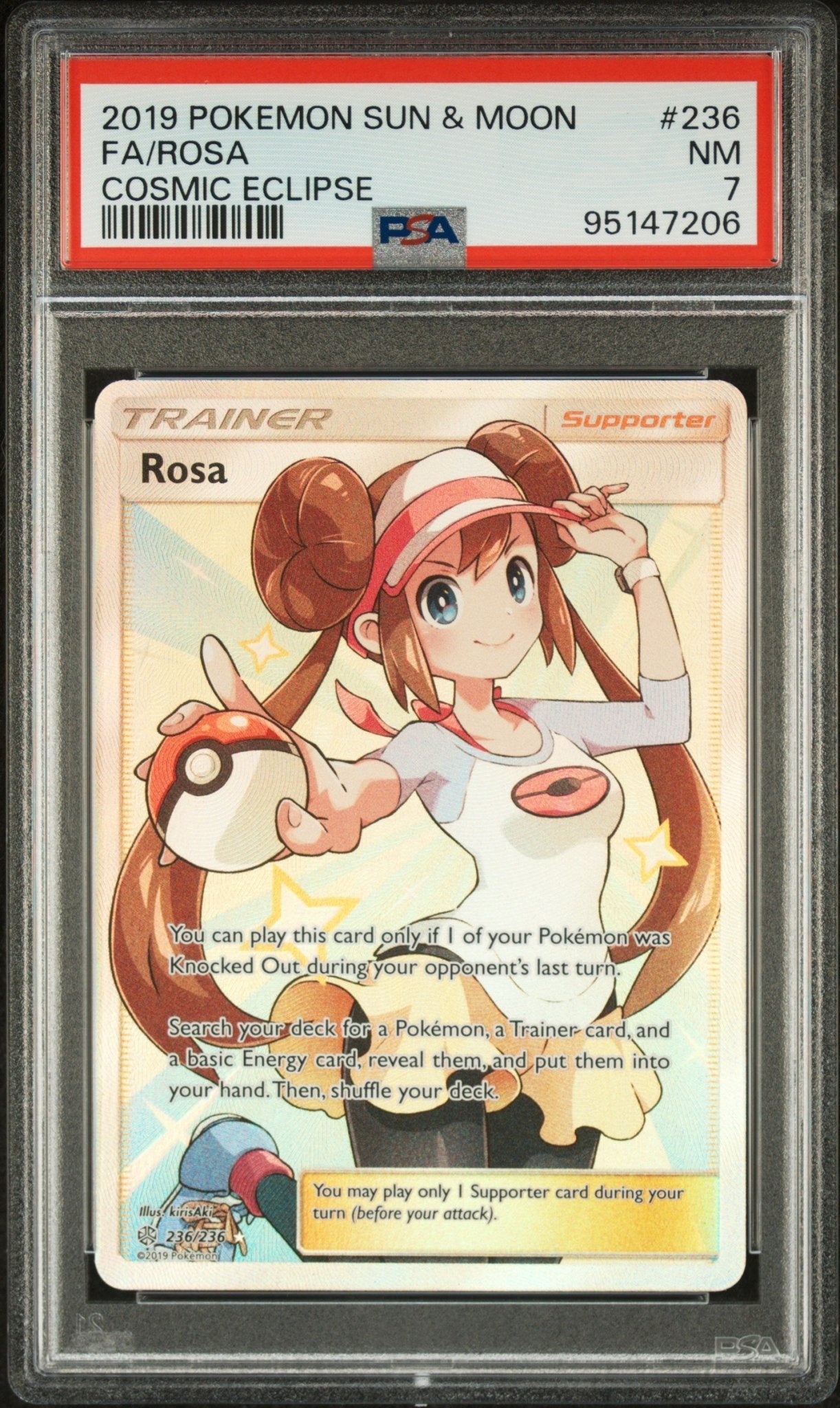 2019 Pokemon Sun & Moon Cosmic Eclipse Rosa Cosmic Eclipse PSA Grade - NM 7 - Mr.Ru's TCG