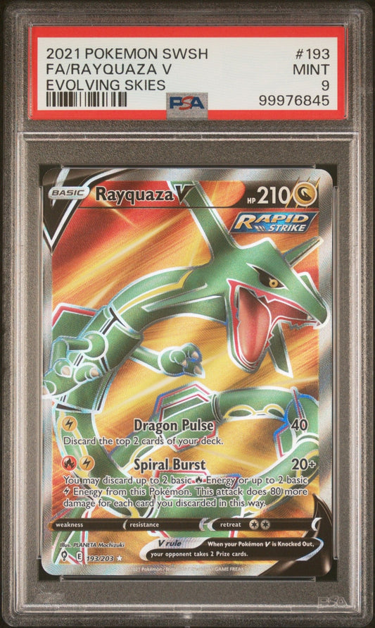 2021 Pokemon Sword & Shield Evolving Skies Rayquaza V PSA - MINT 9 - Mr.Ru's TCG