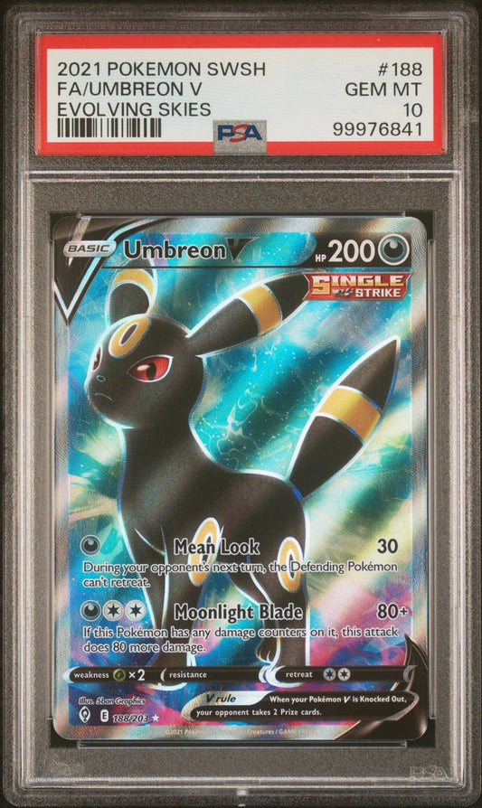 2021 Pokemon Sword & Shield Evolving Skies Umbreon V PSA - GEM MT 10 - Mr.Ru's TCG