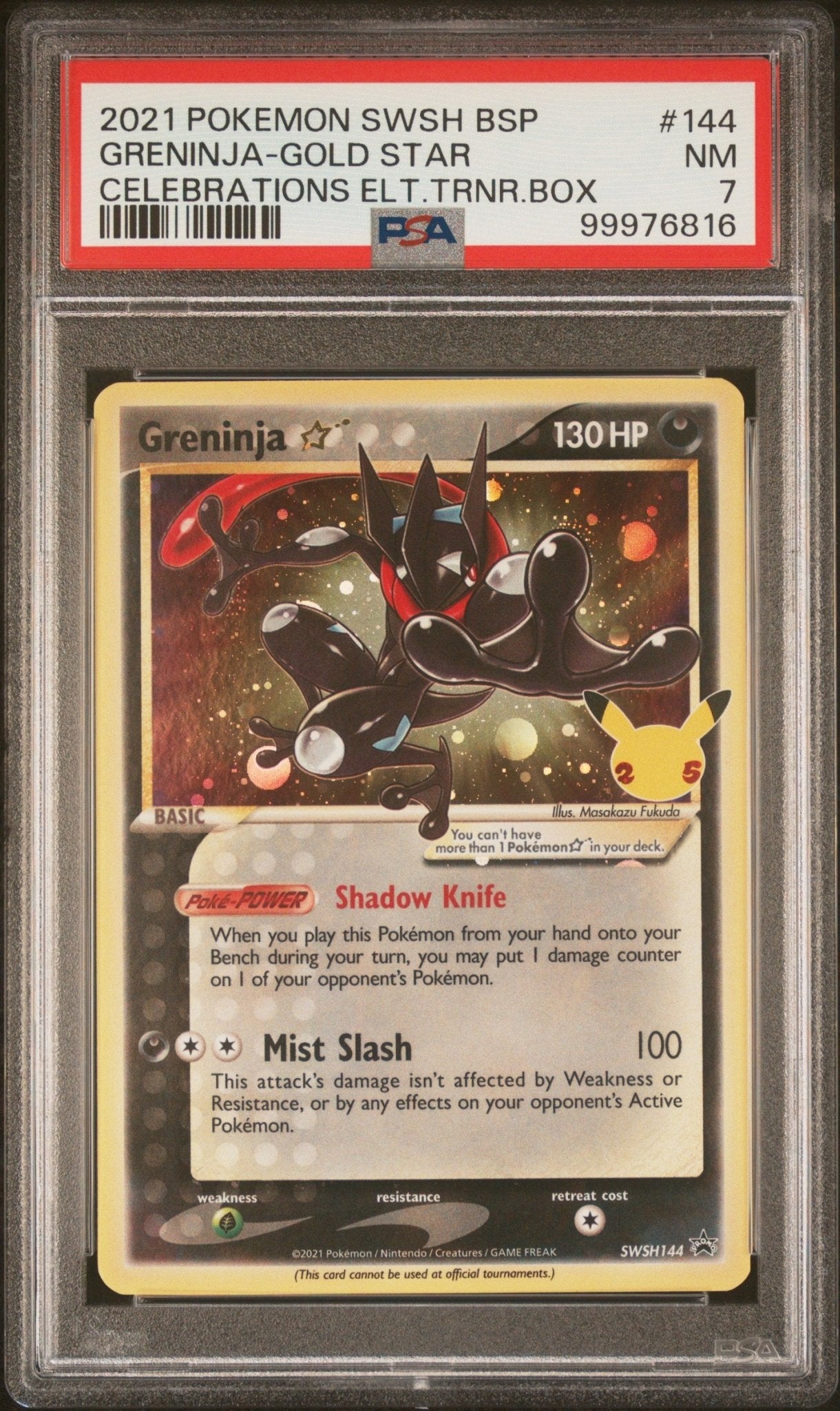 2021 Pokemon Swsh Black Star Promo Greninja - Gold Star Celebrations PSA - NM 7 - Mr.Ru's TCG