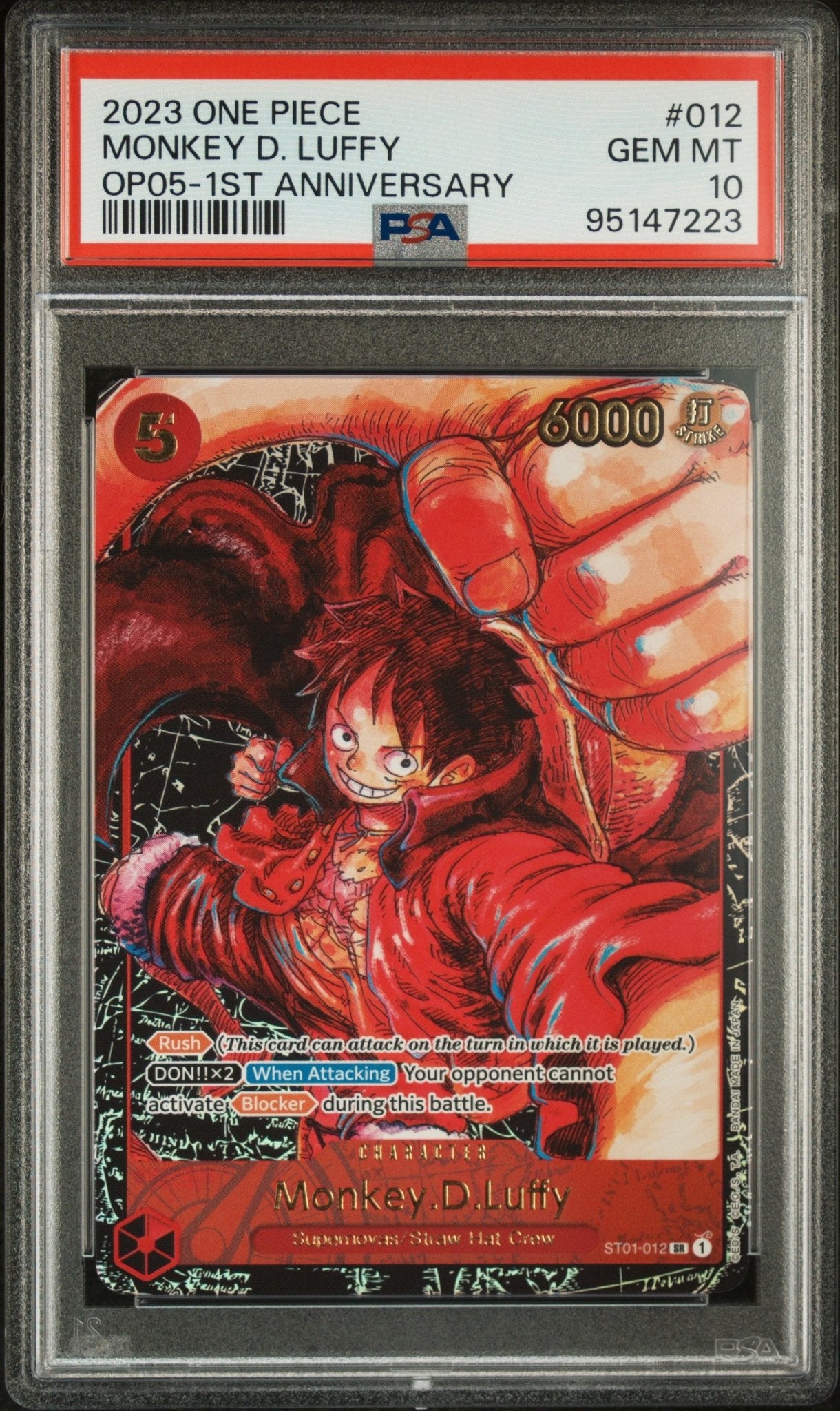 2023 ONE PIECE AWAKENING NEW ERA 012 MONKEY D. LUFFY 1ST ANNIVERSARY - PSA 10 - Mr.Ru's TCG