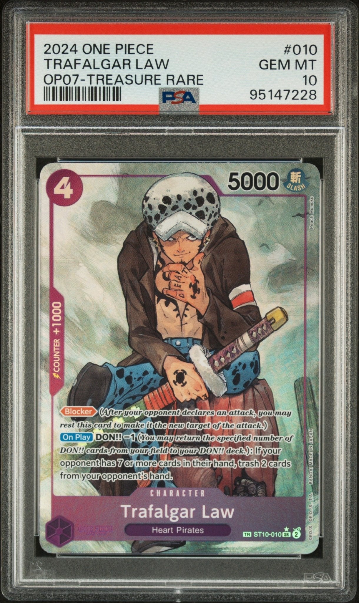 2024 ONE PIECE 500 YEARS IN THE FUTURE 010 TRAFALGAR LAW TREASURE RARE - PSA 10 - Mr.Ru's TCG