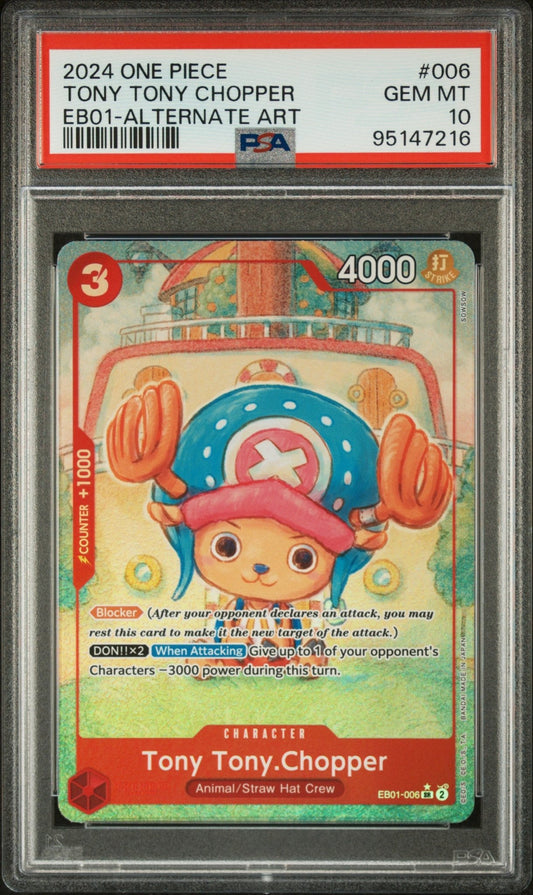 2024 ONE PIECE EXTRA BOOSTER - MEMORIAL 006 TONY TONY CHOPPER ALT ART - PSA 10 - Mr.Ru's TCG