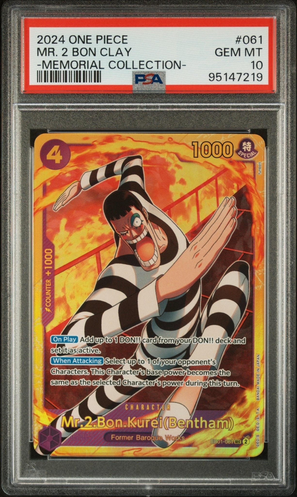 2024 ONE PIECE EXTRA BOOSTER - MEMORIAL COLLECTION - 061 MR. 2 BON CLAY - PSA 10 - Mr.Ru's TCG