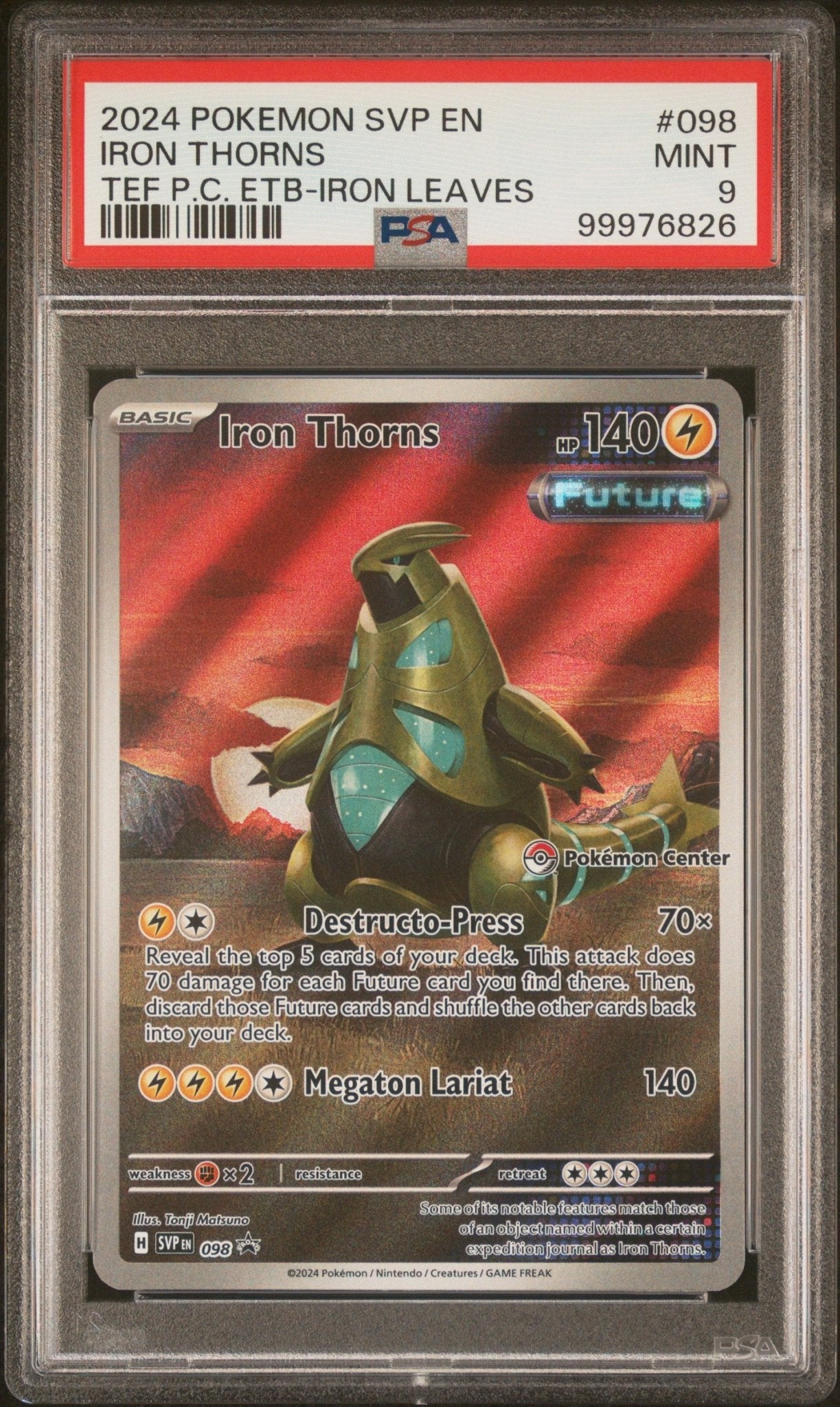 2024 Pokemon Black Star Promo Iron Thorns Tef P.C. Etb - Iron Leaves PSA - MINT 9 - Mr.Ru's TCG