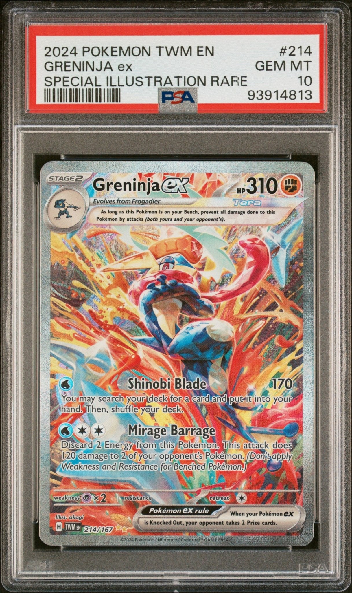 2024 Pokemon Scarlet and Violet Twilight Masquerade Greninja Ex Sir #214 - PSA Graded - Mr.Ru's TCG