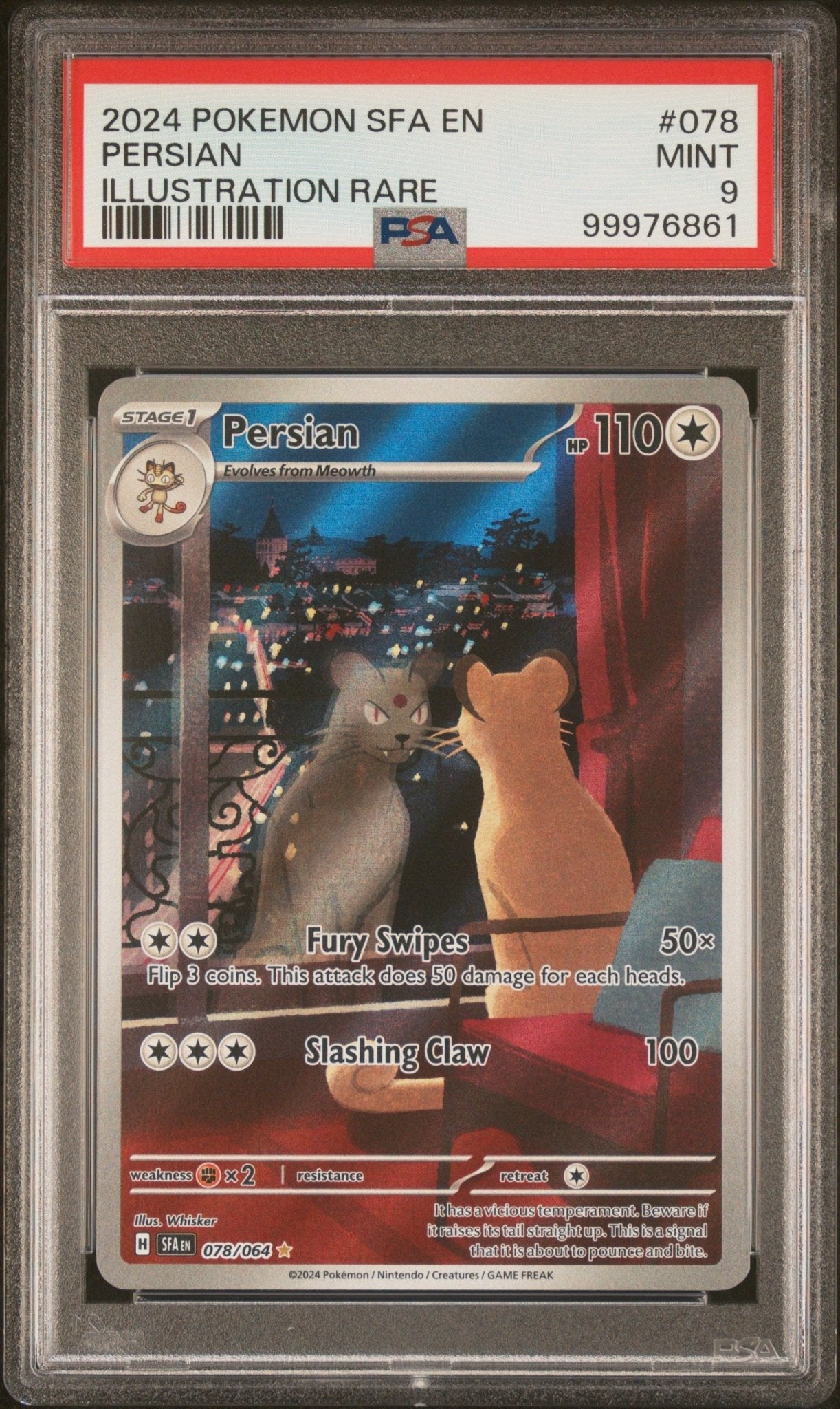 2024 Pokemon Shrouded Fable Persian Illustration Rare PSA - MINT 9 - Mr.Ru's TCG