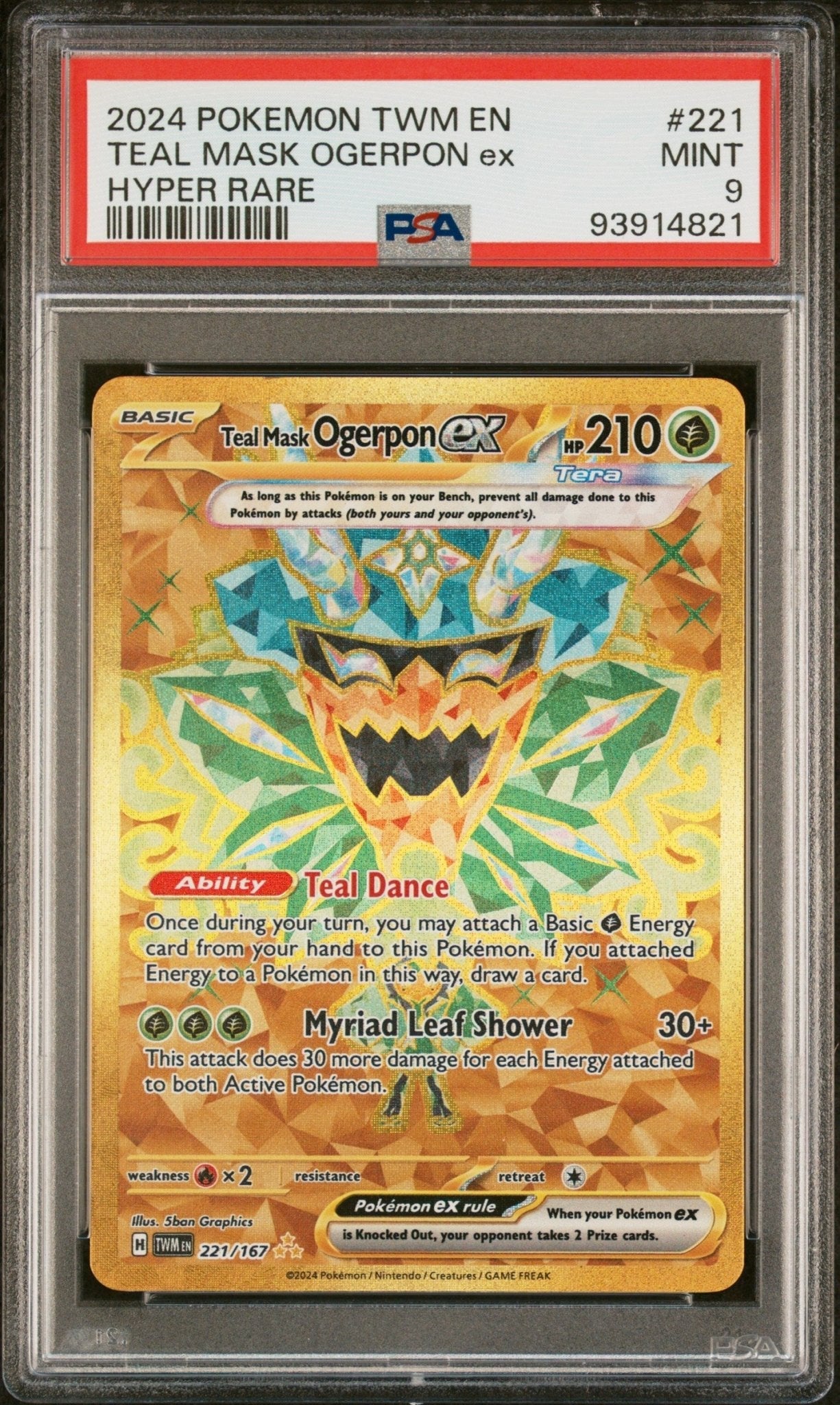 2024 Pokemon Twilight Masquerade Hyper Rare Teal Mask Ogerpon Ex #221 - PSA 9 - Mr.Ru's TCG