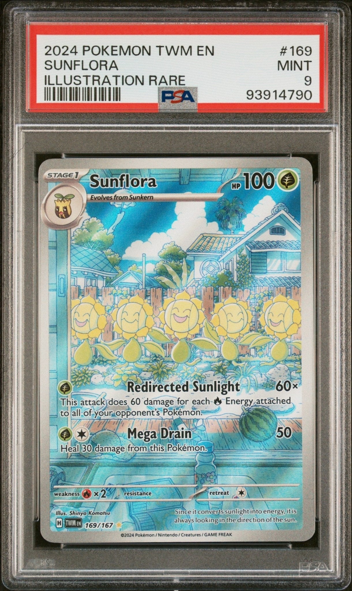 2024 Pokemon Twilight Masquerade Illustration Rare Sunflora #169 - PSA 9 - Mr.Ru's TCG