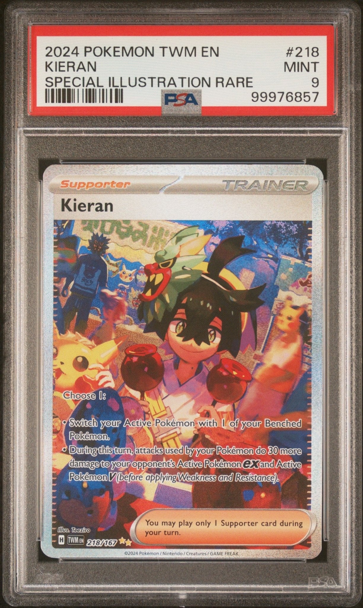 2024 Pokemon Twilight Masquerade Kieran Special Illustration Rare PSA - MINT 9 - Mr.Ru's TCG