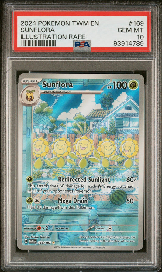 2024 Pokemon Twm En - Twilight Masquerade Illustration Rare Sunflora #169 - PSA Graded - Mr.Ru's TCG