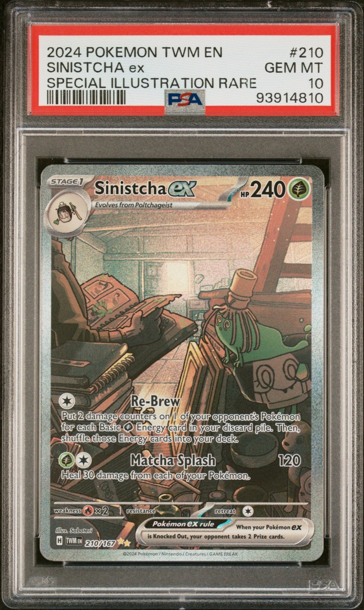 2024 Pokemon Twm En - Twilight Masquerade Special Illustration Rare Sinistcha Ex #210 - PSA Graded - Mr.Ru's TCG