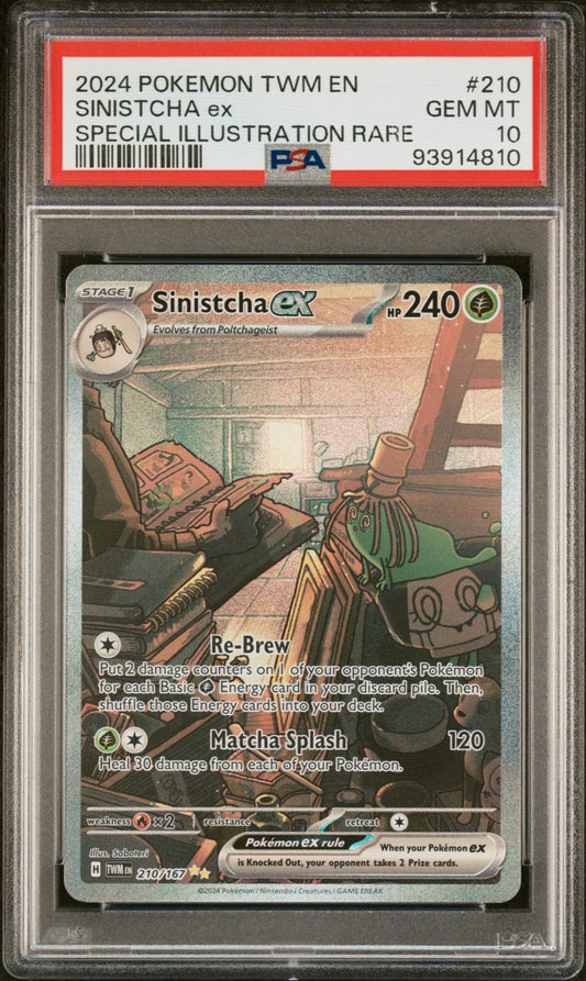 2024 Pokemon Twm En - Twilight Masquerade Special Illustration Rare Sinistcha Ex #210 - PSA Graded - Mr.Ru's TCG