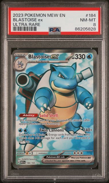 English Pokemon Blastoise EX 184 Scarlet & Violet - 151 - PSA Graded - Mr.Ru's TCG