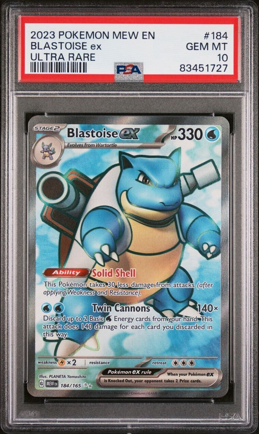 English Pokemon Blastoise EX 184 Scarlet & Violet - 151 - PSA Graded - Mr.Ru's TCG