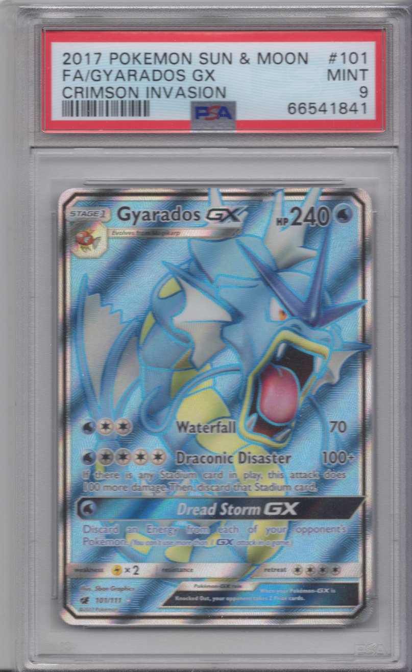 English Pokemon Gyarados GX - Sun & Moon - Crimson Invasion - PSA Graded - Mr.Ru's TCG