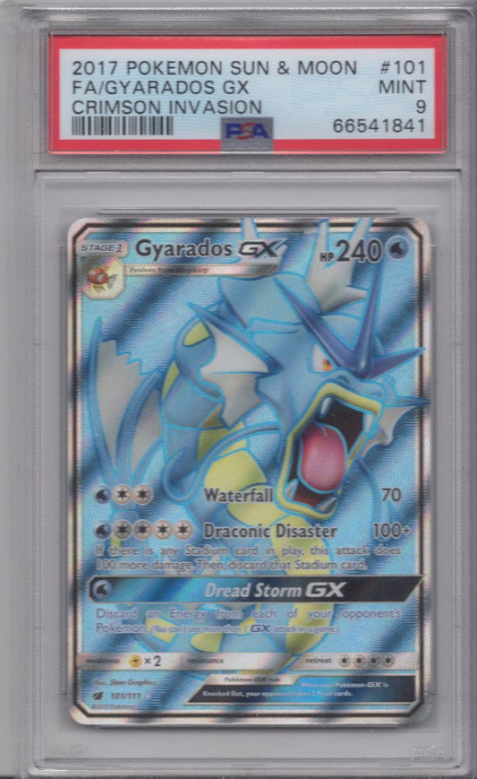 English Pokemon Gyarados GX - Sun & Moon - Crimson Invasion - PSA Graded - Mr.Ru's TCG