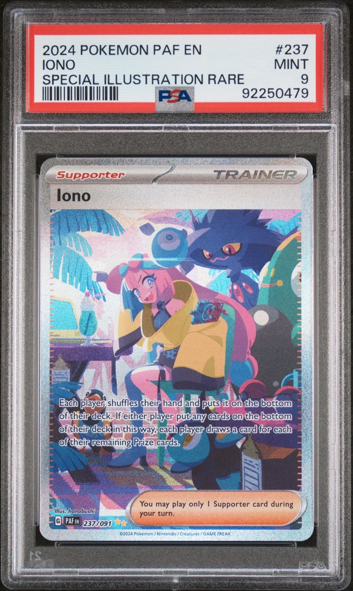 English Pokemon Iono 237 Illustration Rare - Scarlet & Violet - Paldean Fates - PSA Graded - Mr.Ru's TCG