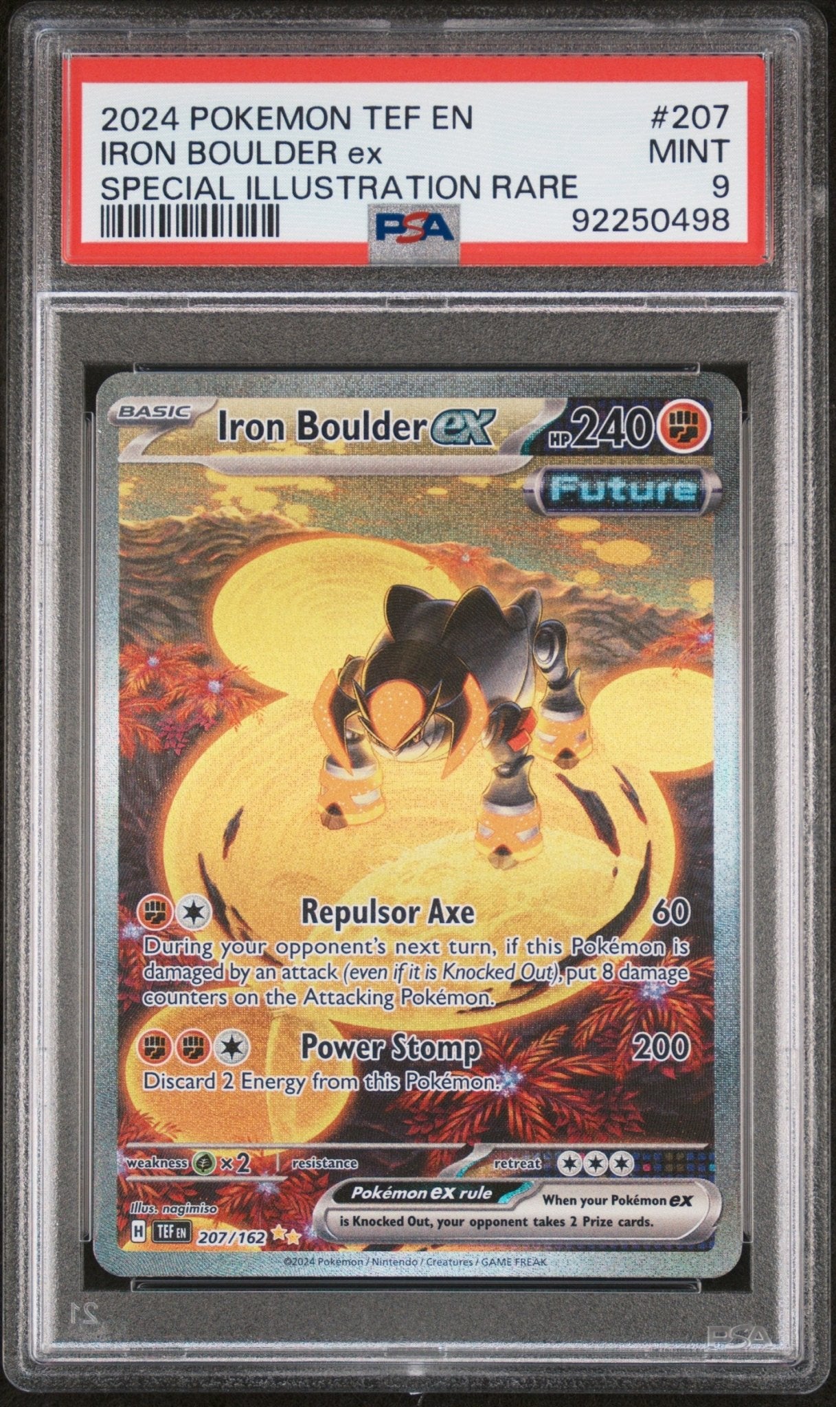 English Pokemon Iron Boulder EX 207 Illustration Rare - Scarlet & Violet - Temporal Forces - PSA Graded - Mr.Ru's TCG