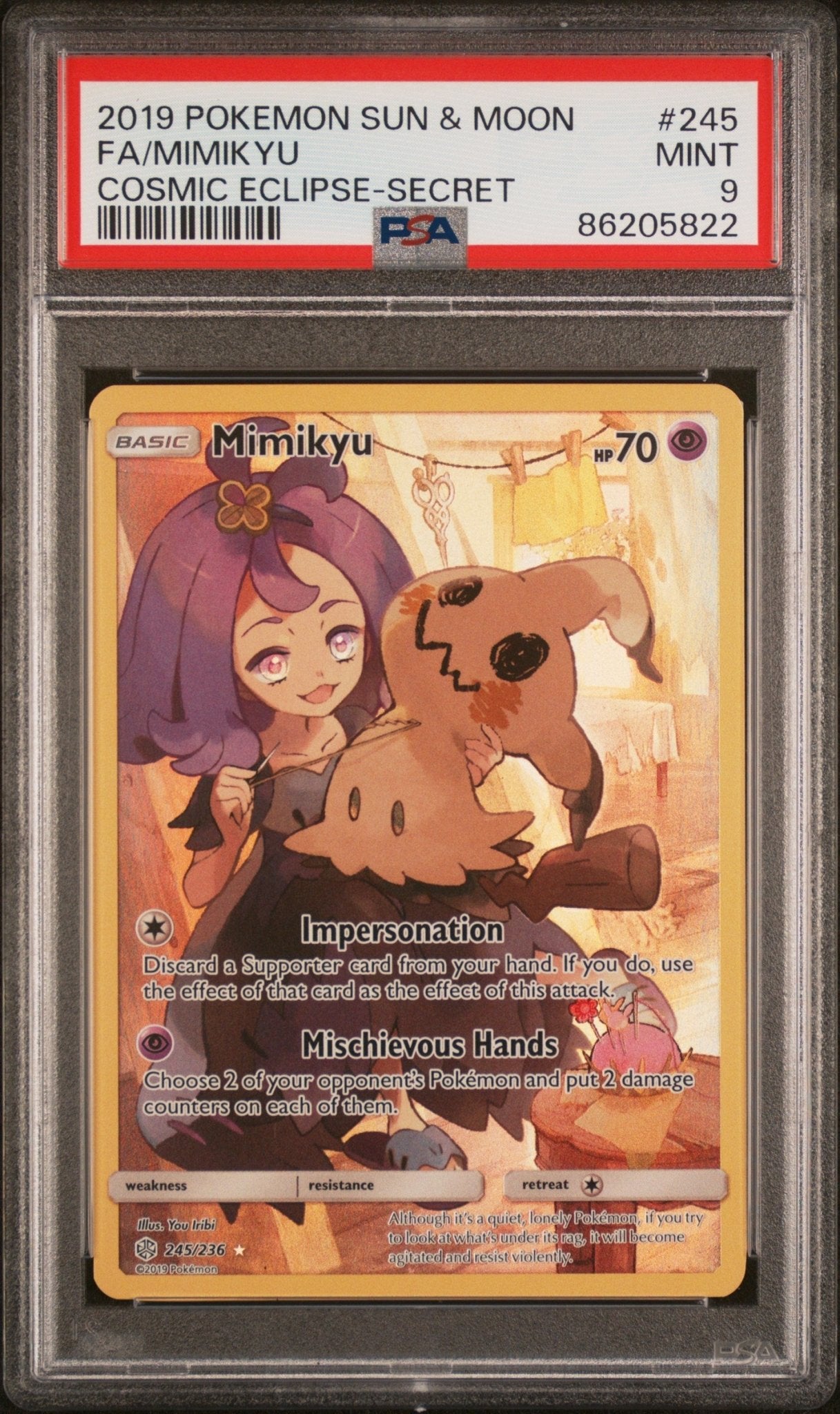 English Pokemon Mimikyu 245 Sun & Moon - Cosmic Eclipse - PSA Graded - Mr.Ru's TCG