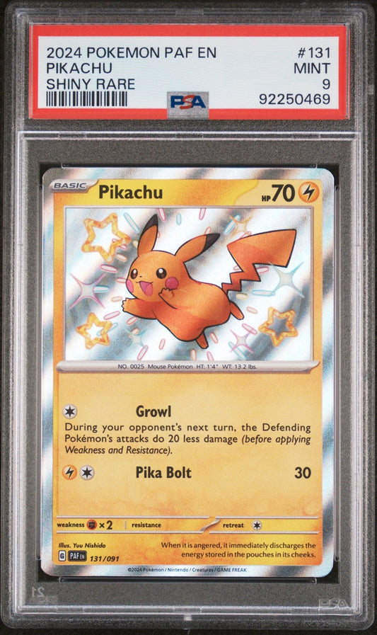 English Pokemon Pikachu 131 Shiny Rare - Scarlet & Violet - Paldean Fates - PSA Graded - Mr.Ru's TCG