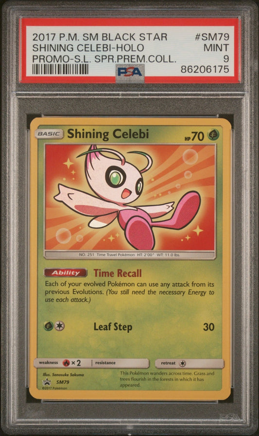 English Pokemon Shining Celebi SM79 - Sun & Moon - PSA Graded - Mr.Ru's TCG