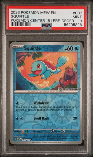 English Pokemon Squirtle 007 Pokemon Center Pre - Order - Scarlet & Violet - 151 - PSA Graded - Mr.Ru's TCG